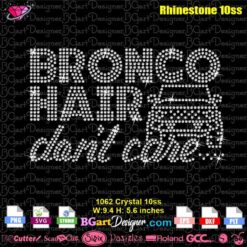 bronco hair don't care svg rhinestone cricut, ford bronco logo rhinestone svg download