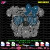 Royal Blue Bulldog PNG rhinestone design template with bow and sunglasses for cutting machines