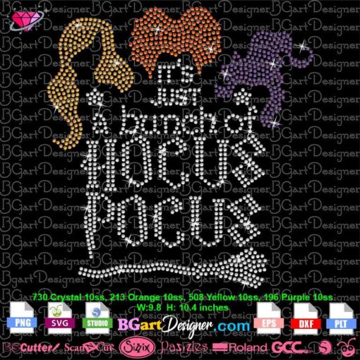 just a bunch of hocus pocus rhinestone svg, sanderson sisters rhinestone svg, witch broom rhinestone template svg