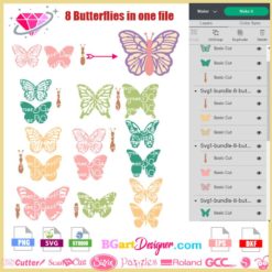 Bundle Butterfly 3D Template, bundle butterfly svg cricut silhouette, bundle butterflies layered download, butterfly cake topper svg