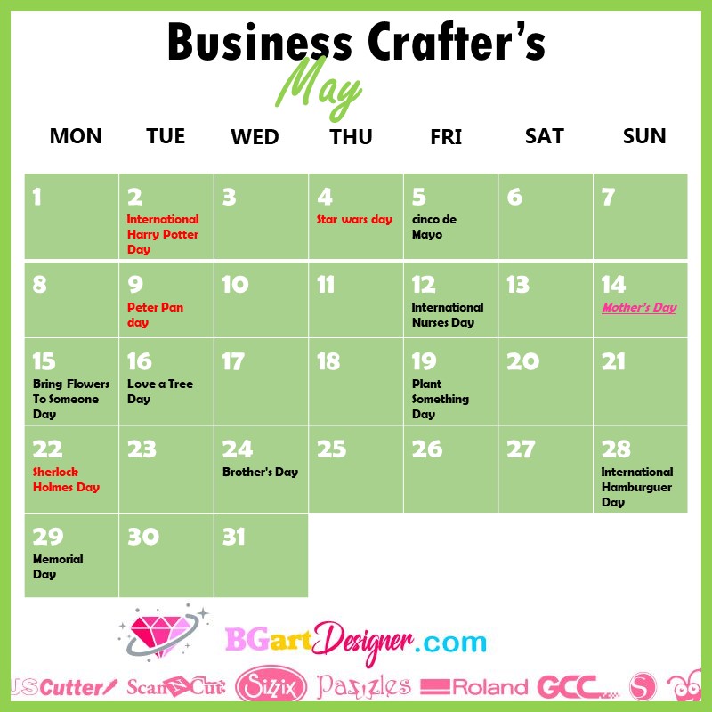 business may crafter calendar