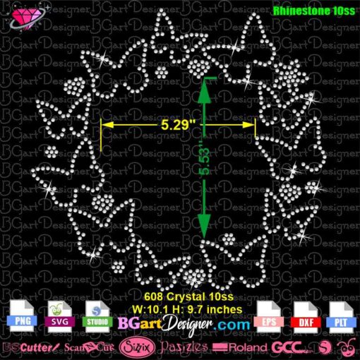 butterfly frame rhinestone transfer svg