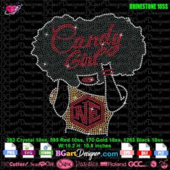candy girl new edition afro hair woman rhinestone svg cricut