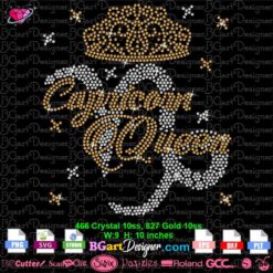 Capricorn queen crown symbol rhinestone svg cricut silhouette