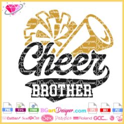 cheer sister brother name megaphone pom pom svg download