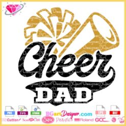 cheer dad daughter name megaphone pom pom svg download