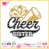 cheer sister daughter name megaphone pom pom svg download
