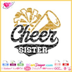 cheer sister daughter name megaphone pom pom svg download