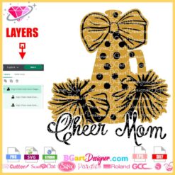 cheer mom megaphone bow svg layered download cut file