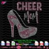 cheer mom heel megaphone rhinestone svg, cheer mom high heel rhinestone template svg