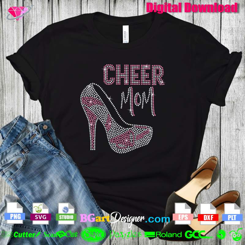 Glitter Cheer Mom Shirt, Cheer Shirt, Cheer Bling