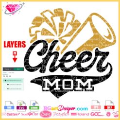 cheer mom daughter name megaphone pom pom svg download
