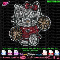 Instant download Hello Kitty cheerleader rhinestone SVG template for 10ss rhinestones, compatible with Cricut and Silhouette cutting machines