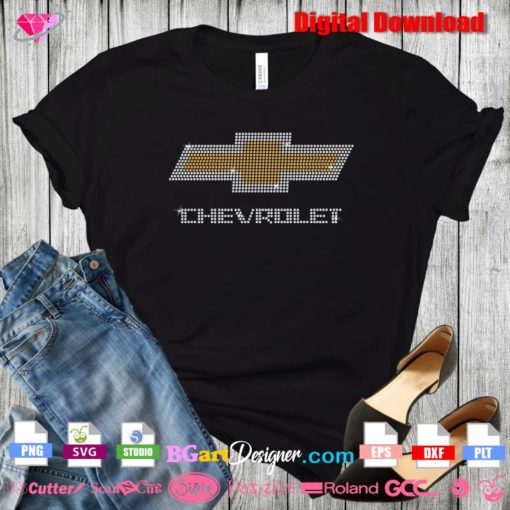 chevrolet log digital bling rhinestone transfer svg