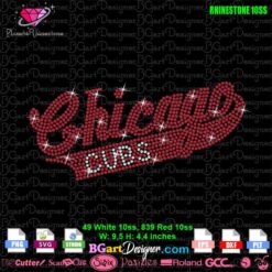 chicago cubs logo rhinestone svg, chicago cubs baseball rhinestone svg