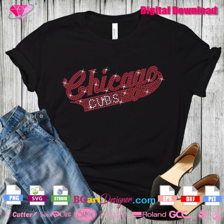 Lll Chicago Cubs Rhinestone Svg Digital Bling Template Cricut