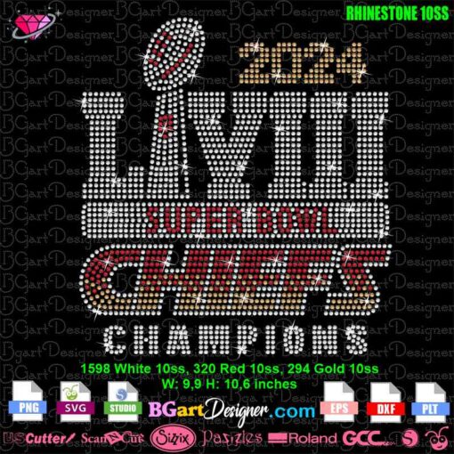 Chiefs Super bowl champions 2023 rhinestone svg