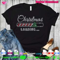 christmas loading bling rhinestone t-shirt, christmas tree loading rhinestone svg cricut