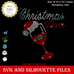 Christmas diva bling, Hotfix pattern Santa's hat and cutting file Santa's Diva, in Jpg Png SVG EPS DXF for Cricut & Silhouette, christmas svg, rhinestone template