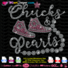 chucks & pearls high top star rhinestone svg cricut silhouette, chucks hi-top pearls bling svg template, download chucks and pearls vector converse shoes