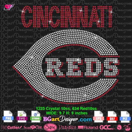 cincinnati reds logo rhinestone svg cricut silhouette