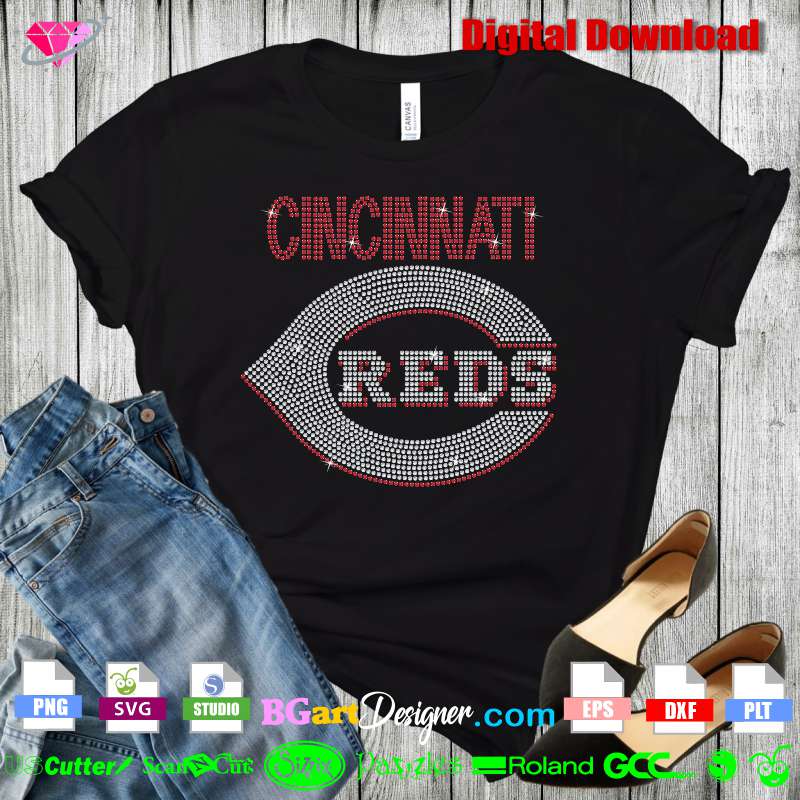 lllᐅ Cincinnati Reds Logo Rhinestone SVG - bling didital template