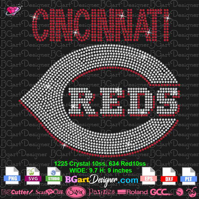 lllᐅ Cincinnati Reds Logo Rhinestone SVG - bling didital template