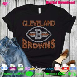 cleveland browns bling rhinestone template svg cricut silhouette, cleveland browns bling transfer download