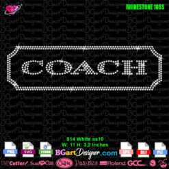 coach fashion brand logo rhinestone template svg