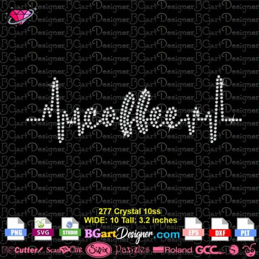 coffee heartbeat rhinestone template svg, coffee heart beat love bling rhinestone svg cricut silhouette