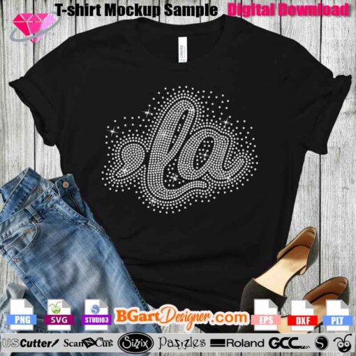 comma LA kamala harris Rhinestone Design Template, 1376 White 10ss Rhinestones, Ideal for Cricut & Silhouette Machines, Create Custom LA Bling Shirts, Instant Digital Download, DIY Sparkling LA Script for Fashionable T-Shirts.