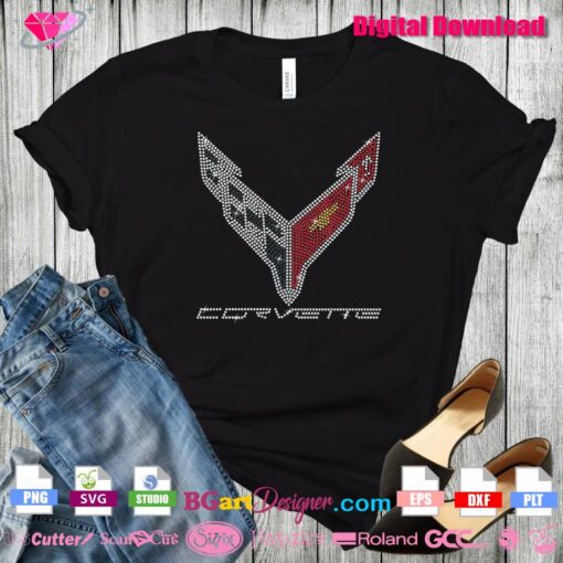 Chevrolet corvette logo rhinestone svg cricut template