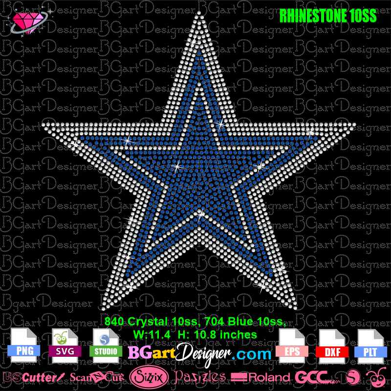 lllᐅ Big Blue Star Dallas Cowboys Rhinestone SVG - bling cricut