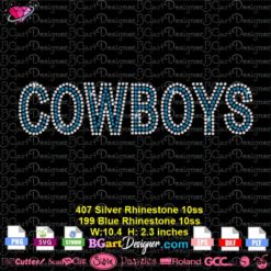 cowboys word two colors rhinestone svg cricut silhouette download