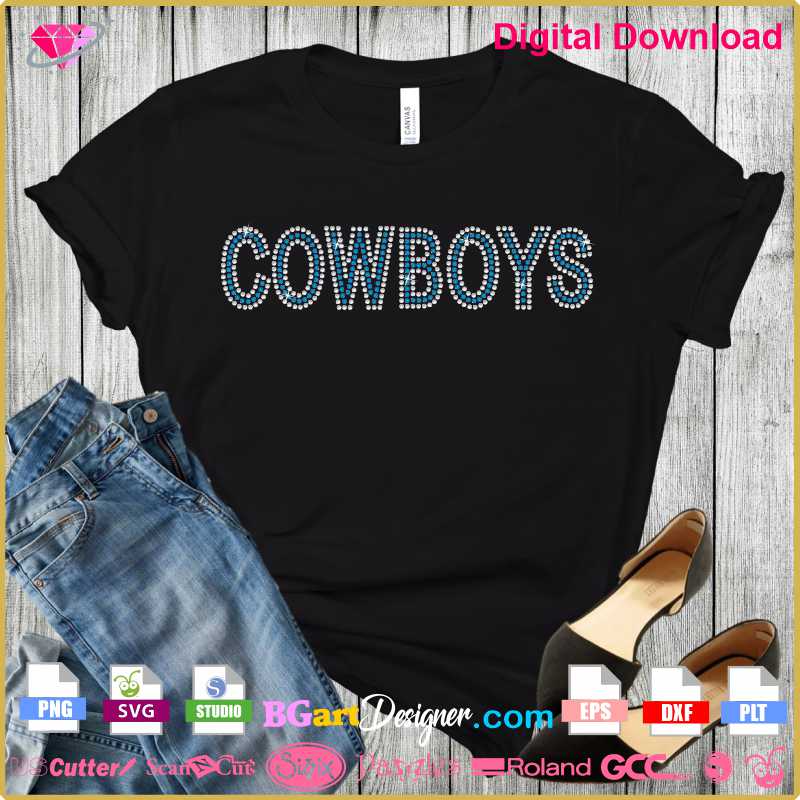 lllᐅ Cowboys Word Two Colors Rhinestone SVG - bling Cricut cuttable file