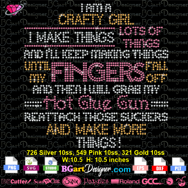 Download lllᐅ Crafty Girl Rhinestone File - SVG Digital bling template cricut