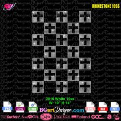 Religious cross pattern rhinestone template digital svg plt file preview for cutting machines