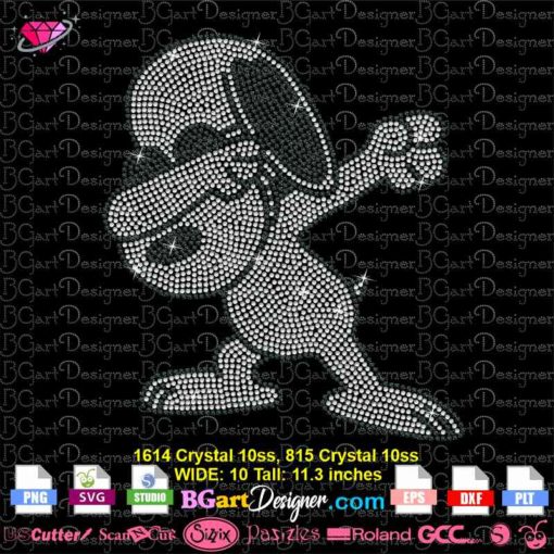 dabbing snoopy rhinestone svg cricut silhouette, dabbing snoopy bling rhinestone cut file download