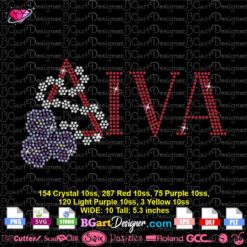 Diva delta sigma theta rhinestone template svg cricut silhouette, african violets pearl bling transfer hot fix download