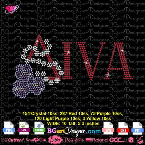 Diva delta sigma theta rhinestone template svg cricut silhouette, african violets pearl bling transfer hot fix download