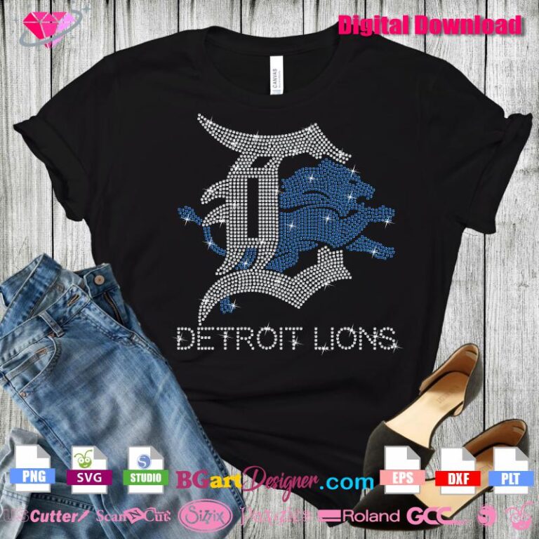 lllᐅDetroit Lions D Logo Rhinestone SVG - digital rhinestone file