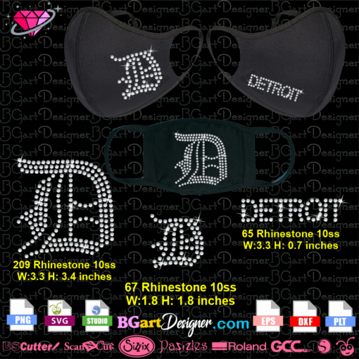 Detroit Michigan Tigers mask, rhinestone face mask template , svg for cricut