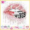 Detroit Red wings dripping lips svg cricut silhouette
