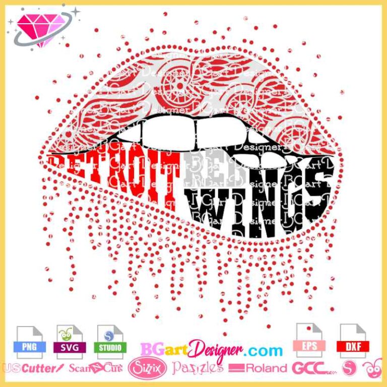lllᐅDripping lips Detroit Red Wings SVG - layered SVG cricut file