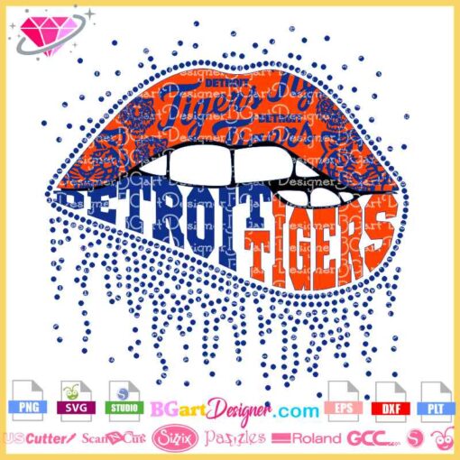 Detroit tigers dripping lips svg cricut silhouette