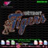 detroit tigers logo rhinestone svg, tigers digital rhinestone template svg cricut download