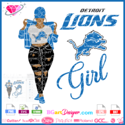 Fan fitness girl Detroit Lions svg cricut silhouette, nfl football team, afro woman