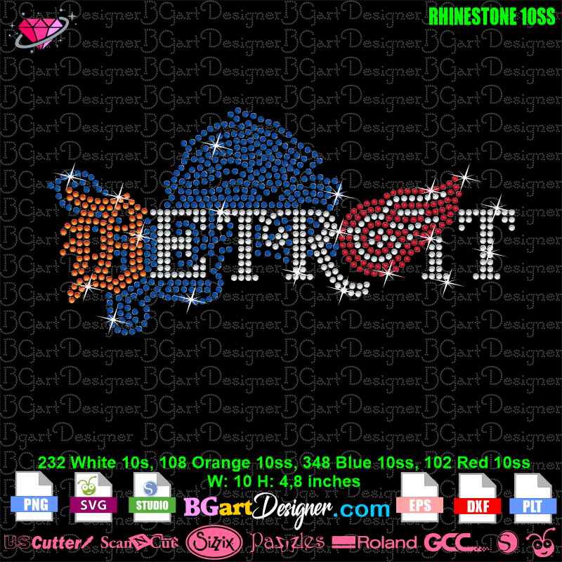 lllᐅ Detroit Sport Teams Logo Rhinestone SVG - digital template