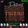 Detroit Tigers rhinestone template in stacked style with orange and white crystals, size 10.8x10.8 inches, download available in SVG, PNG, EPS, DXF, PLT.