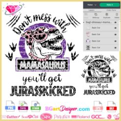 don't mess with mamasaurus jurasskicked svg vector download, dinosaur girly svg layered, dinosaur with sunglasses and headband svg png sublimation tumbler
